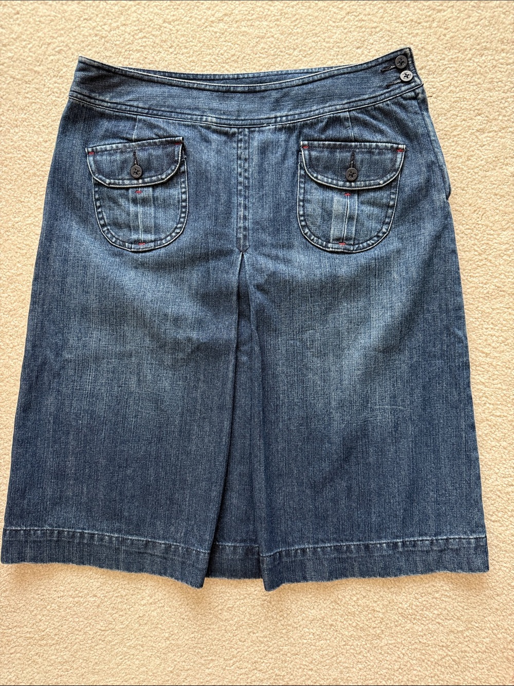 Vintage Y2K Liz Claiborne Dark Wash Denim A-Line Skirt Flap Pockets Size 8